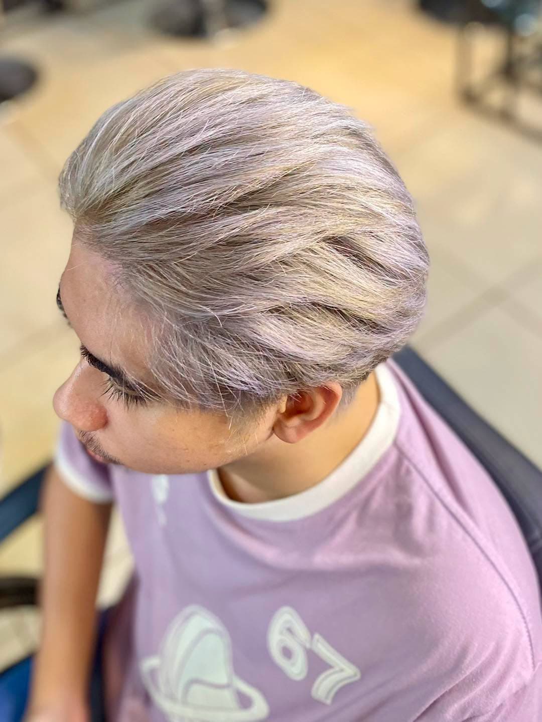 Men's silver color and styled cut